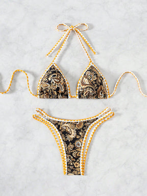 Biquíni Halter Estampa Tropical