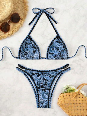 Biquíni Halter Estampa Tropical