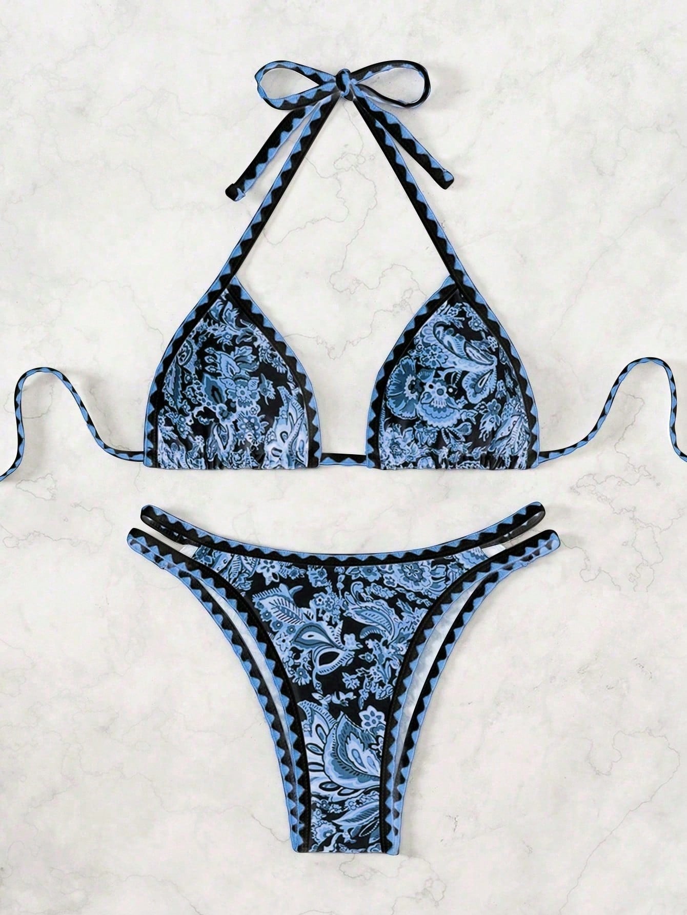 Biquíni Halter Estampa Tropical
