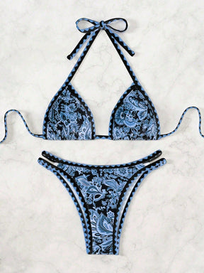Biquíni Halter Estampa Tropical