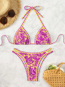 Biquíni Halter Estampa Tropical