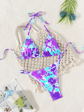 Biquíni Floral Halter Triângulo