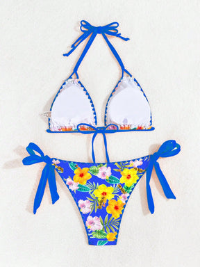 Biquíni Floral Com Amarração Halter