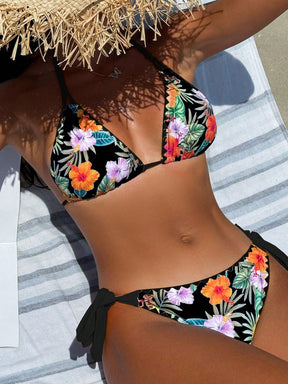 Biquíni Floral Com Amarração Halter