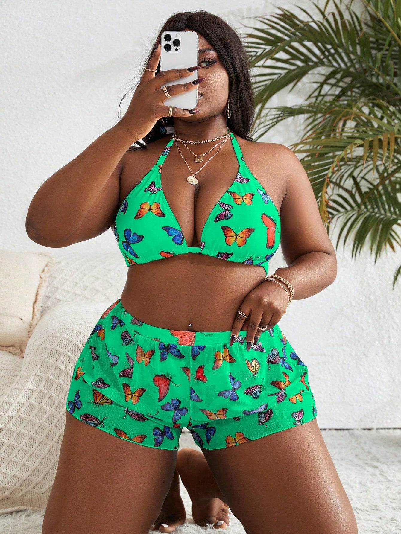 Biquíni Plus Size Borboleta 3 Peças