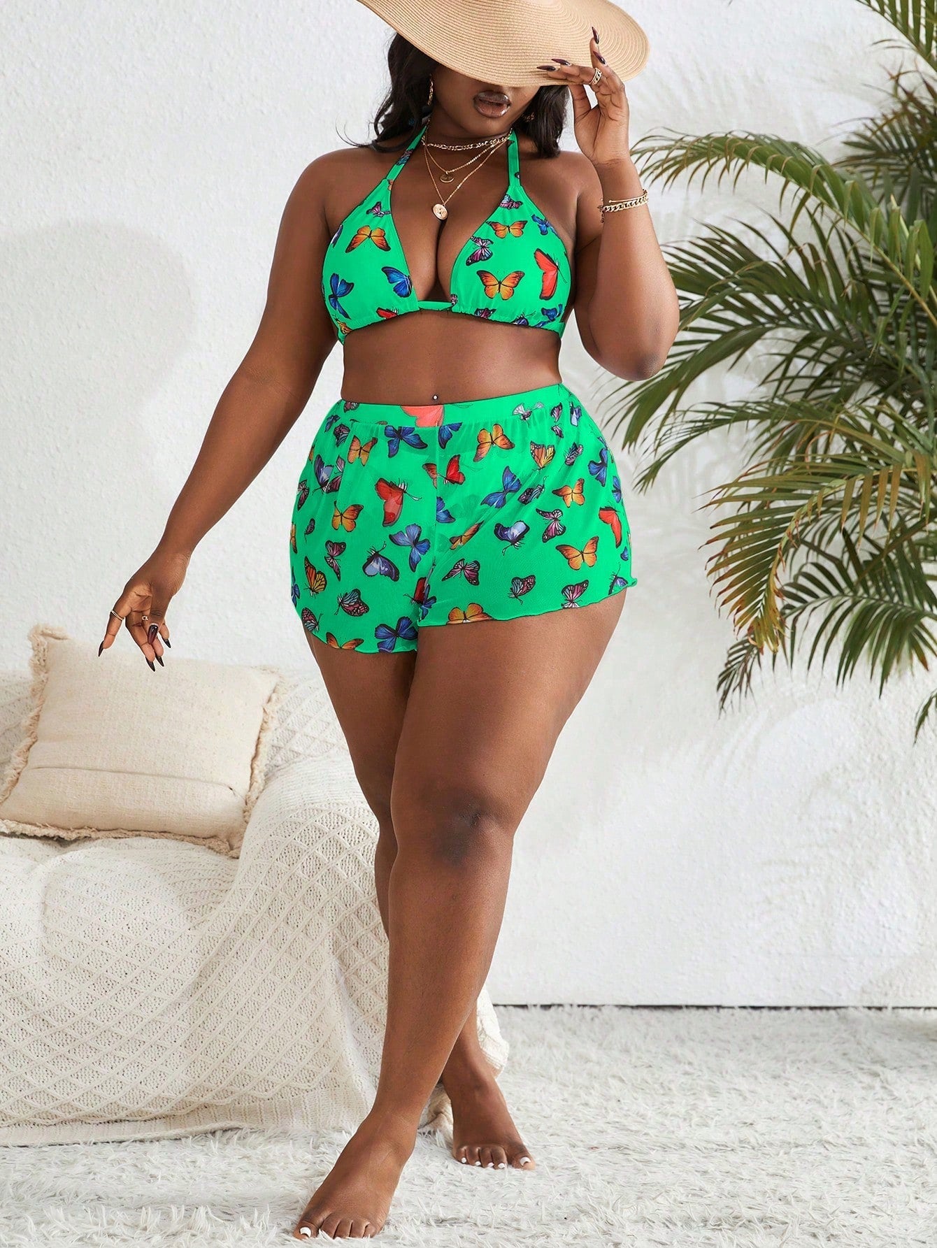 Biquíni Plus Size Borboleta 3 Peças