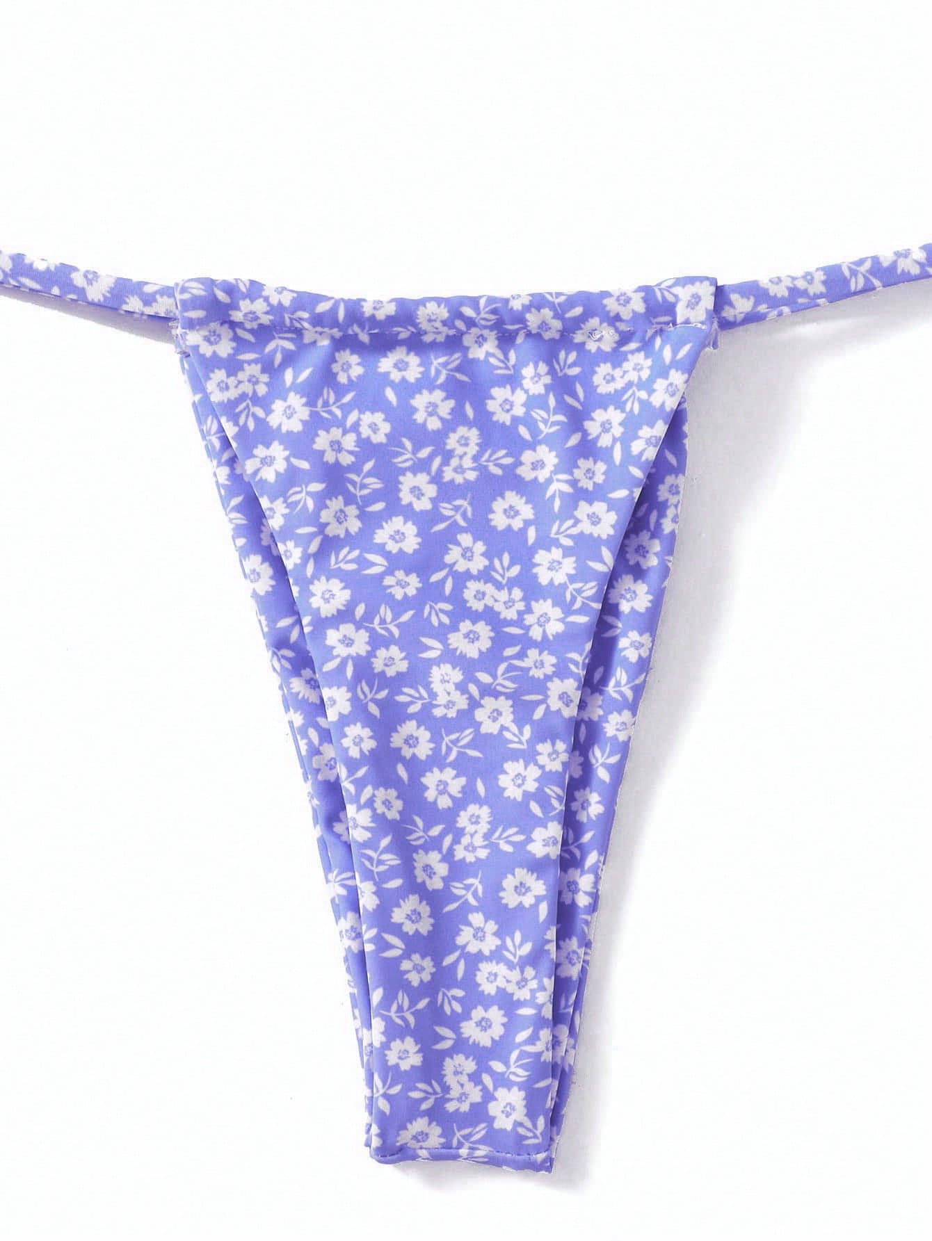 Biquíni Floral Com Laço Nas Costas