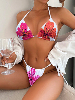 Biquíni Floral Halter Triângulo