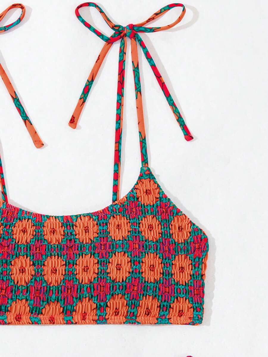 Biquíni Floral Halter Com Amarração