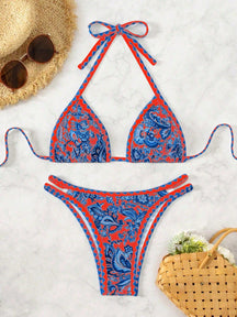 Biquíni Halter Estampa Tropical