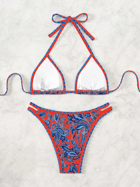 Biquíni Halter Estampa Tropical