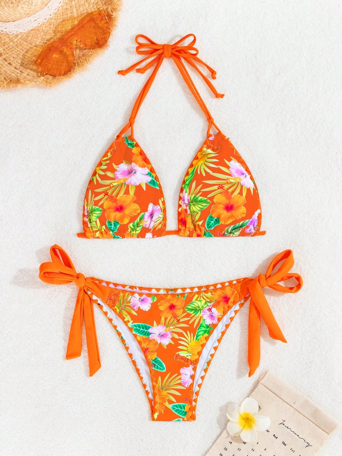 Biquíni Floral Com Amarração Halter