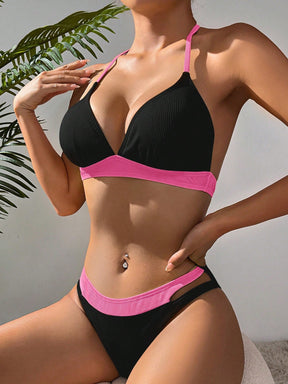Biquíni Color Block Halter Sexy
