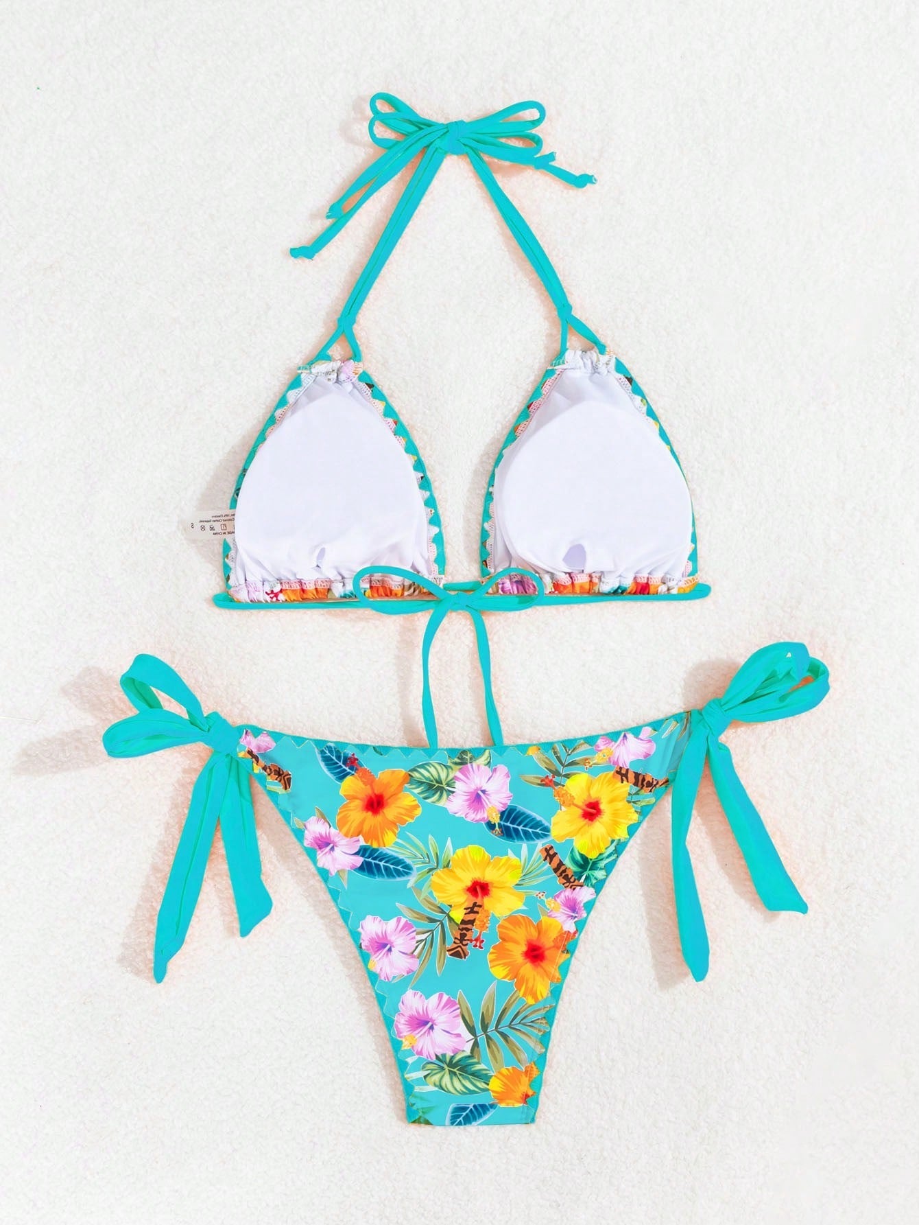 Biquíni Floral Com Amarração Halter