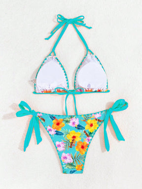 Biquíni Floral Com Amarração Halter