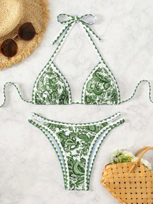 Biquíni Halter Estampa Tropical