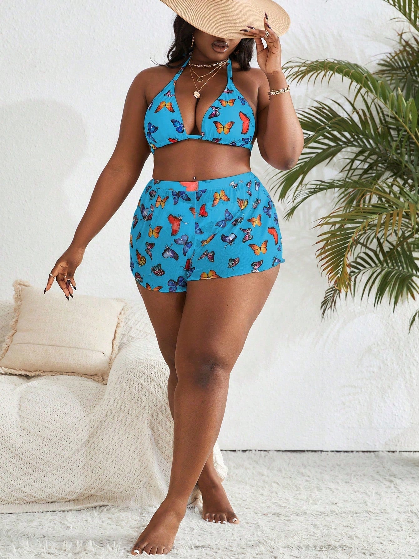 Biquíni Plus Size Borboleta 3 Peças