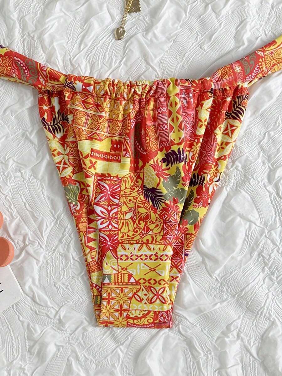 Biquíni Estampa Tropical Com Amarração