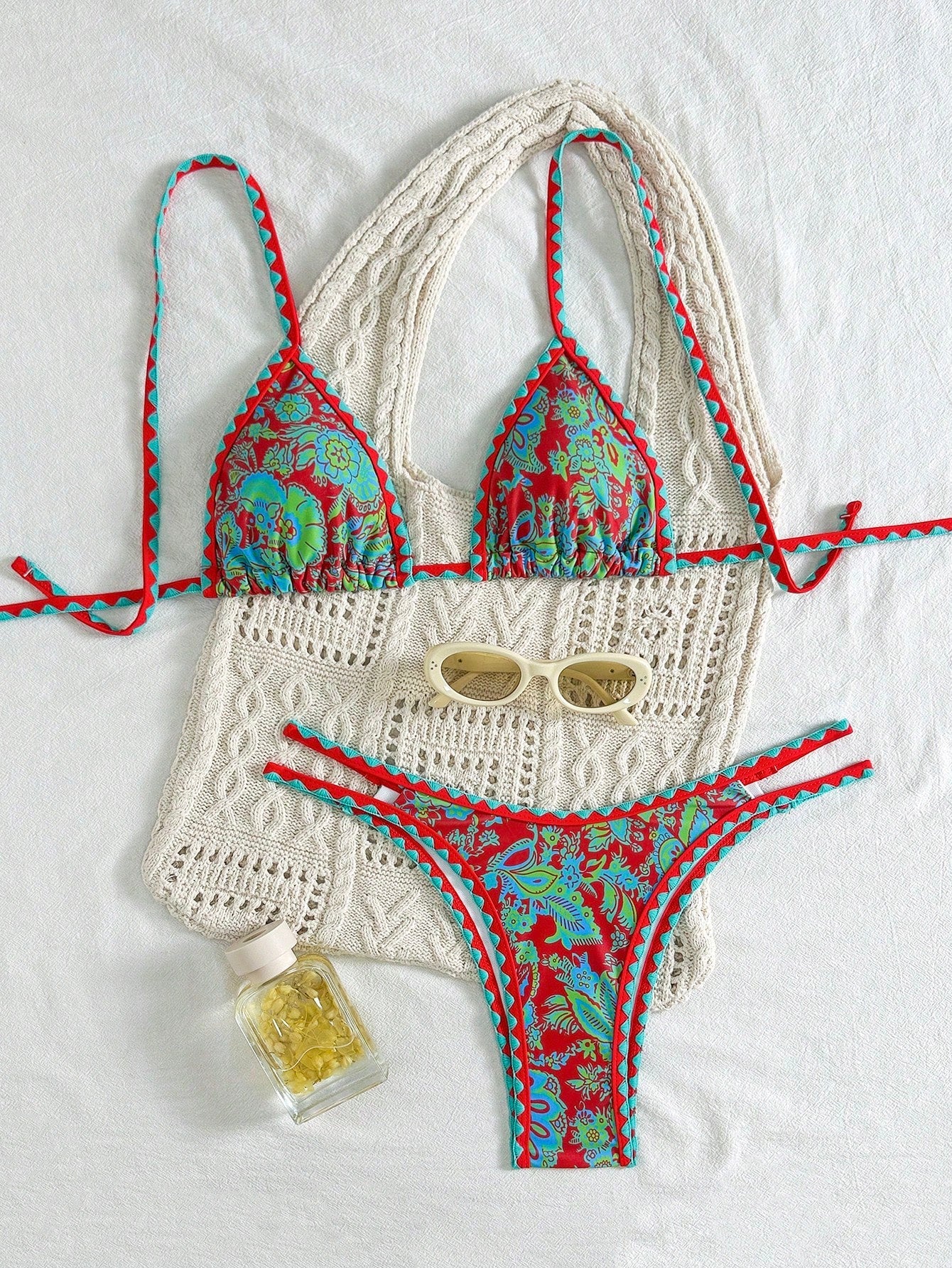 Biquíni Halter Estampa Tropical