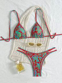 Biquíni Halter Estampa Tropical