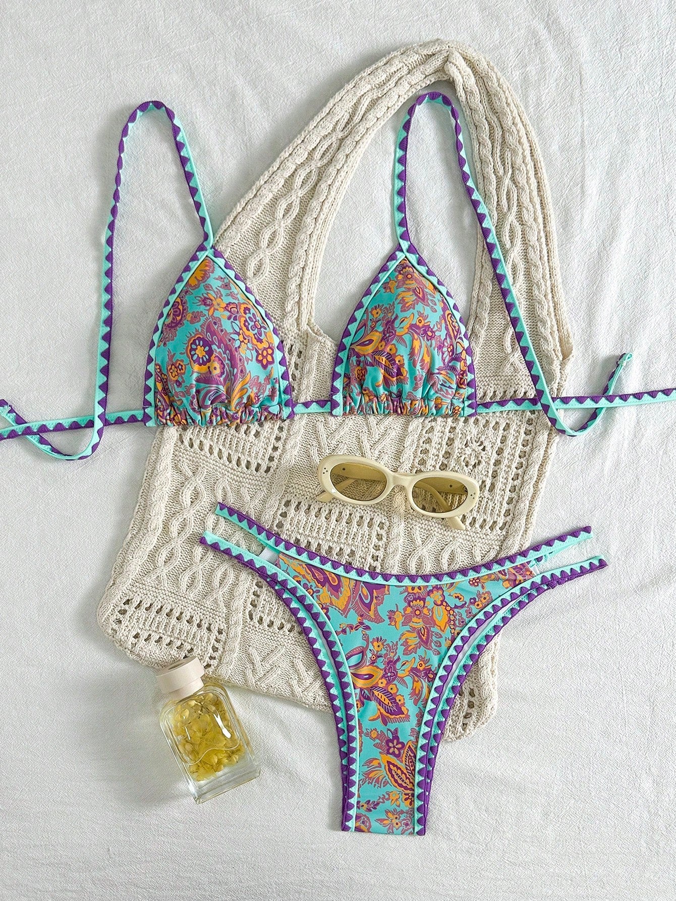 Biquíni Halter Estampa Tropical