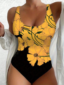 Maiô Floral de Uma Peça para Verão e Praia