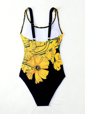 Maiô Floral de Uma Peça para Verão e Praia