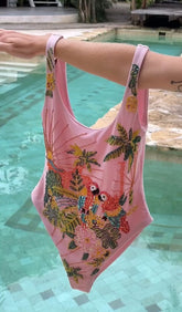 Maiô Pink Paraíso Tropical